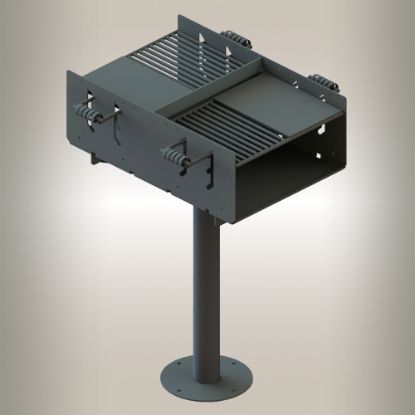 Double BBQ Grill, Surface Mount, Mild Steel Grate, with Hamburger PlateSingle BBQ Grill, In-Ground Mount, Mild Steel Grate Product Image